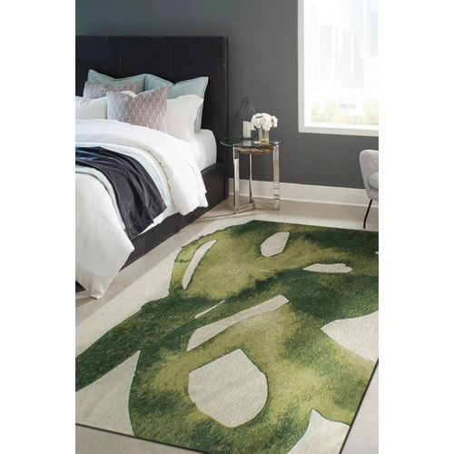Tapis De Salon Moderne Tissé Plat Yoyo En Polyester - Vert - 240x340 Cm