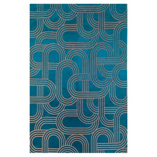 Tapis De Salon Moderne Tissé Plat Fever En Polyester - Bleu - 240x340 Cm