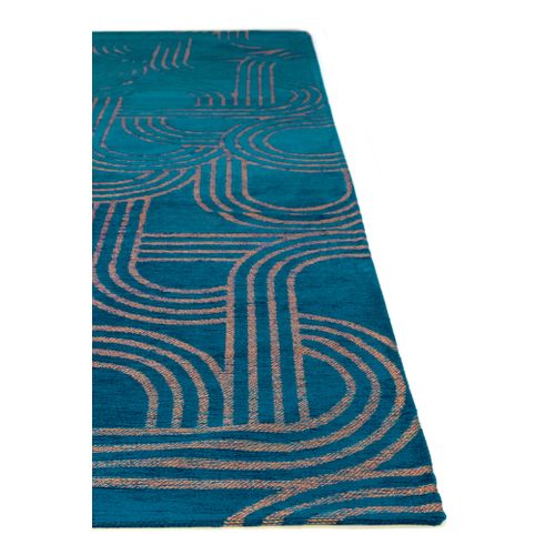 Tapis De Salon Moderne Tissé Plat Fever En Polyester - Bleu - 240x340 Cm