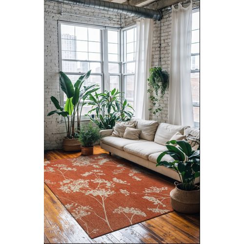 Tapis De Salon Moderne Tissé Plat Basil En Polyester - Rouge - 140x200 Cm