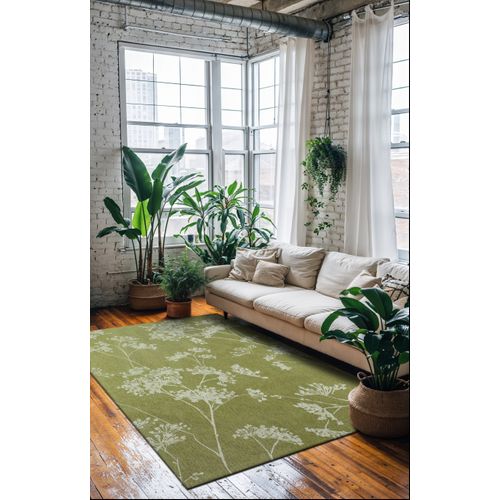 Tapis De Salon Moderne Tissé Plat Basil En Polyester - Vert - 170x240 Cm