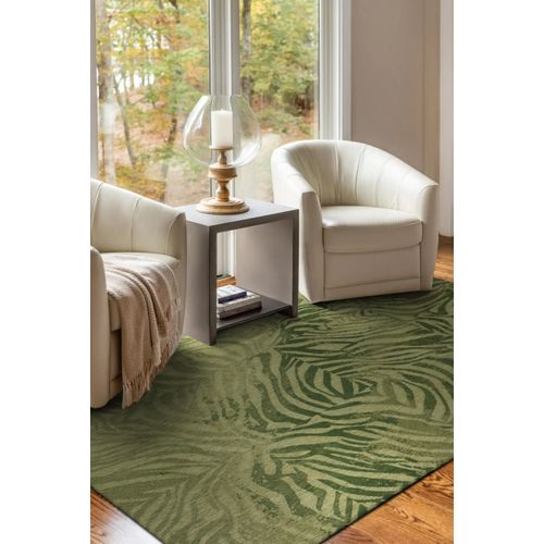 Tapis De Salon Moderne Tissé Plat Savane En Polyester - Vert - 80x150 Cm