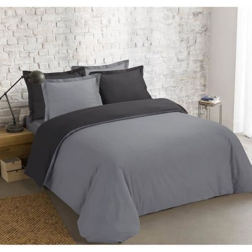 Parure de lit ultrasonique gris foncé pour lit double ou