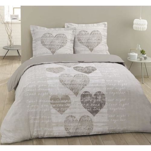 Parure De Couette 100% Coton Alice - 1 Housse De Couette 220x240 Cm + 2 Taies D'oreillers 65x65 Cm