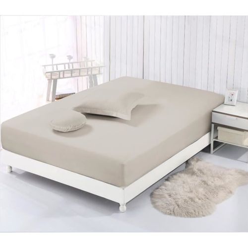 Vision Drap Housse 100% Coton - 160x200 Cm - Mastic