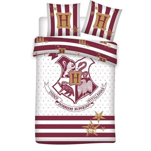 Parure De Lit Réversible - Harry Potter, Les 4 Maisons -140 Cm X 200 Cm