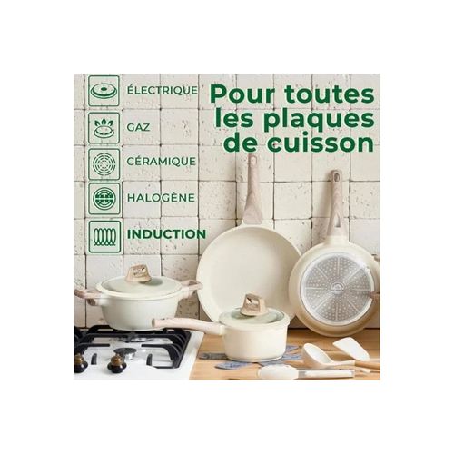 Batterie 14 Pièces Antiadhésif En Granit Beige - Tous Feux Dont Induction Just Perfecto Jl-888