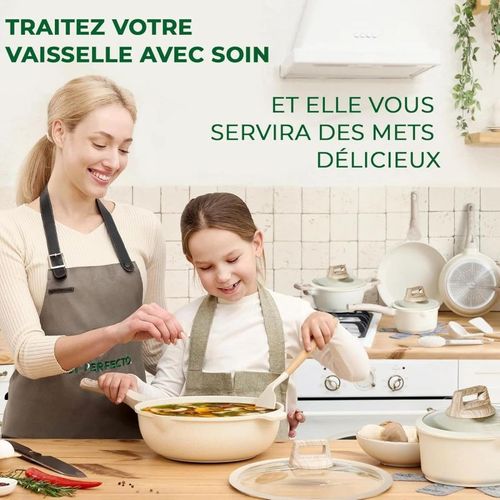 Batterie 14 Pièces Antiadhésif En Granit Beige - Tous Feux Dont Induction Just Perfecto Jl-888