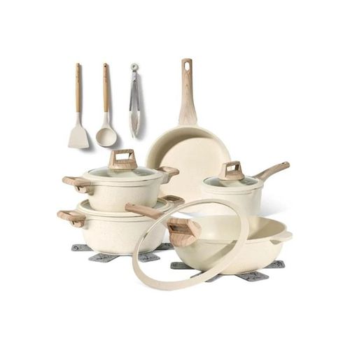 Batterie 14 Pièces Antiadhésif En Granit Beige - Tous Feux Dont Induction Just Perfecto Jl-888