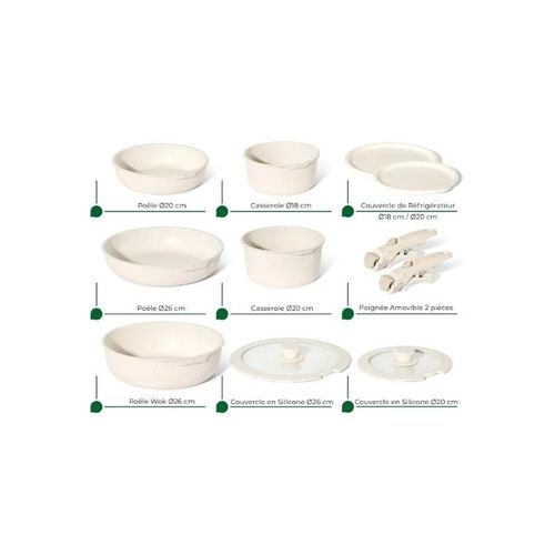 Batterie De Cuisine 11 Pc Poignées Amovibles Granit Beige - Tous Feux - Just Perfecto Jl-999