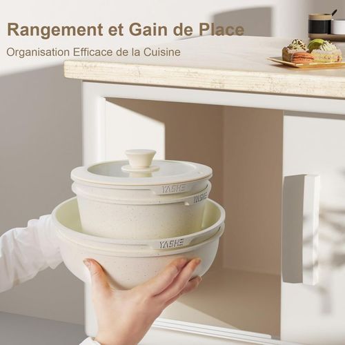 Batterie De Cuisine 11 Pc Poignées Amovibles Granit Beige - Tous Feux - Just Perfecto Jl-999