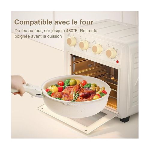 Batterie De Cuisine 11 Pc Poignées Amovibles Granit Beige - Tous Feux - Just Perfecto Jl-999