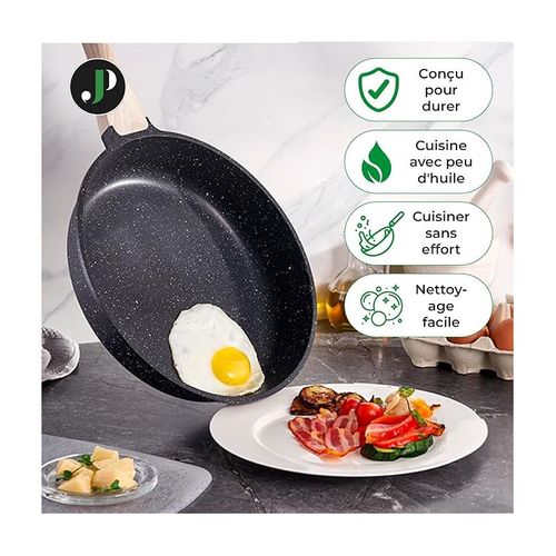 Batterie De Cuisine 15 Pièces Antiadhésif En Granit Noir - Tous Feux - Just Perfecto Jl-111