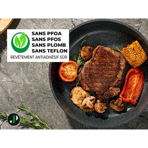 Batterie De Cuisine 15 Pièces Antiadhésif En Granit Noir - Tous Feux - Just Perfecto Jl-111