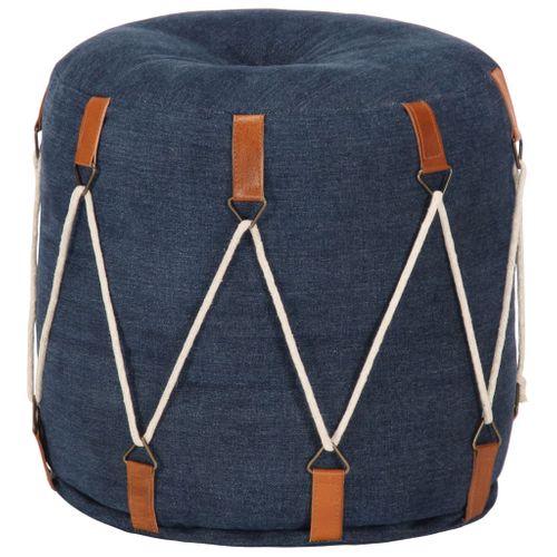 Contemporain Pouf Bleu 40 X 4