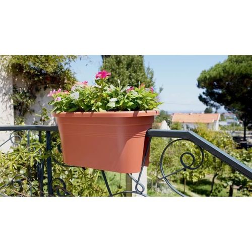 Jardiniere Pour Balcon Venezia - Gris Anthracite - 30 X 60 X H 27 Cm - 18l