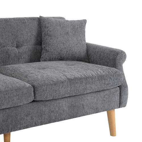 Design Moderne, Canapé Double Avec Coussins Épais, 162x74x78cm, Gris