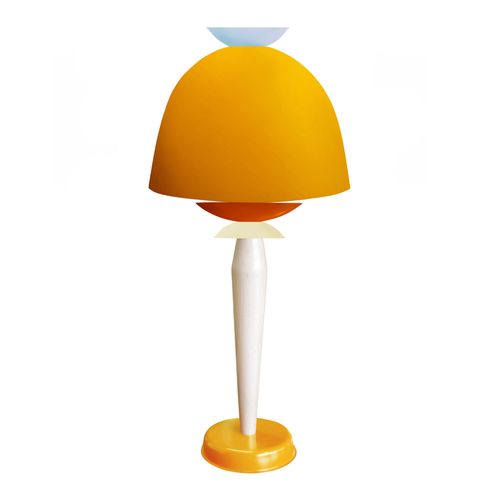 Lampe à Poser Tosel ,métal,bois,jaune ,h53xd24xp24cm