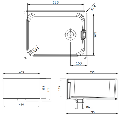 Évier Timbre D'office Céramique Sanindusa Belfast Blanc 1 Bac