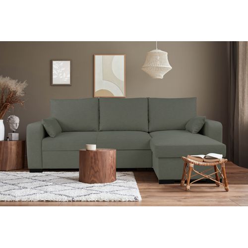 Canapé d'angle convertible BROADWAY II tissu vert