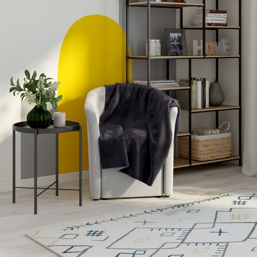 Fauteuil cabriolet et pouf CLAYTON PU blanc