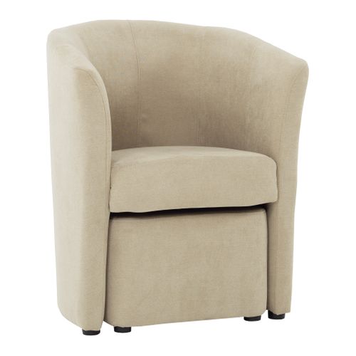 Fauteuil cabriolet et pouf CLAYTON tissu Soro camel