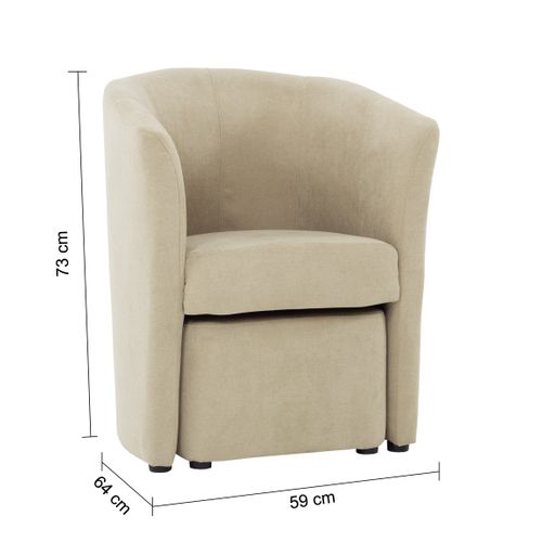 Fauteuil cabriolet et pouf CLAYTON tissu Soro camel