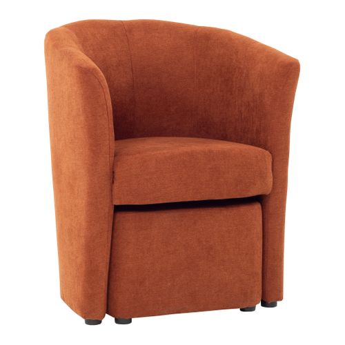 Fauteuil cabriolet et pouf CLAYTON tissu Soro terracotta