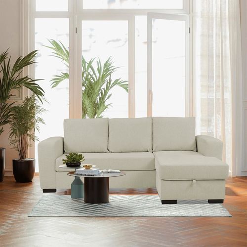 Canapé d'angle méridienne réversible GEORGY tissu beige