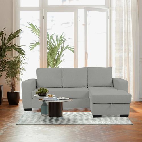 Canapé d'angle méridienne réversible GEORGY tissu gris