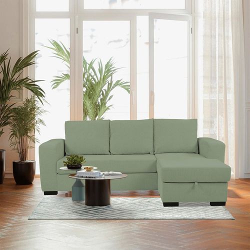 Canapé d'angle méridienne réversible GEORGY tissu vert