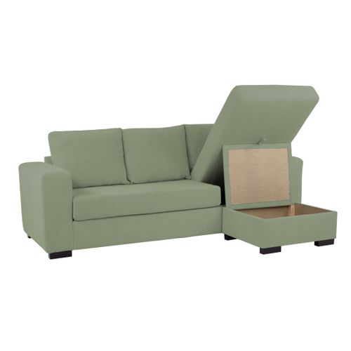 Canapé d'angle méridienne réversible GEORGY tissu vert
