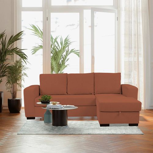 Canapé d'angle méridienne réversible GEORGY tissu terracotta