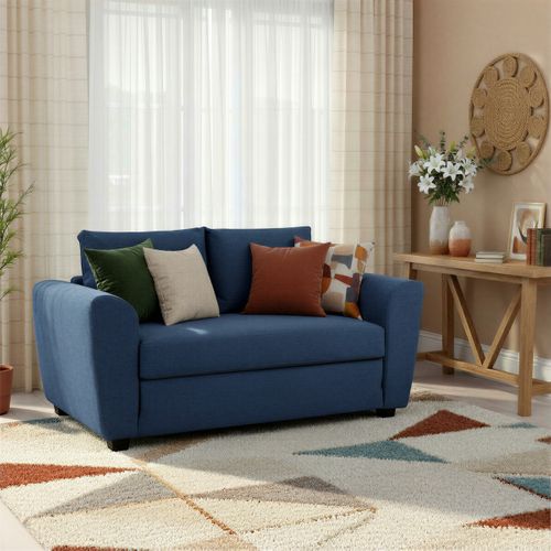 Canapé convertible 2 places TWILL II tissu bleu foncé