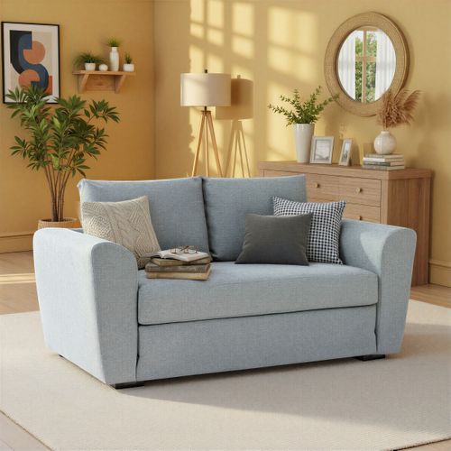 Canapé convertible 2 places TWILL II tissu gris clair