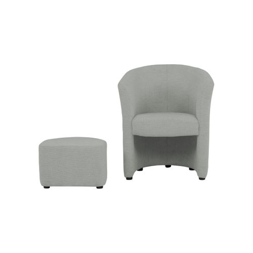 Fauteuil cabriolet et pouf CLAYTON II tissu guilty cement
