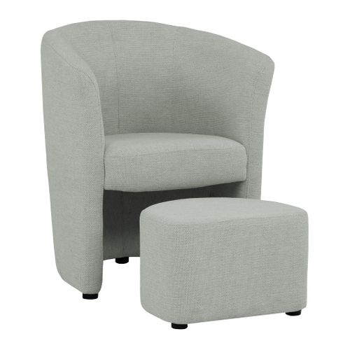 Fauteuil cabriolet et pouf CLAYTON II tissu guilty cement