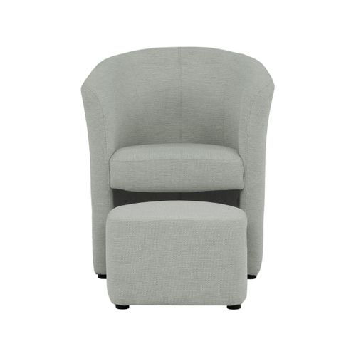 Fauteuil cabriolet et pouf CLAYTON II tissu guilty cement