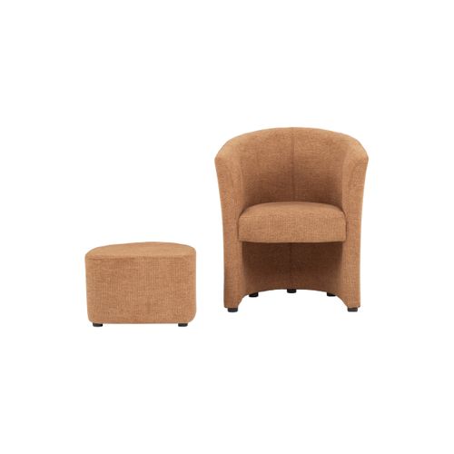 Fauteuil cabriolet et pouf CLAYTON II tissu guilty rouille
