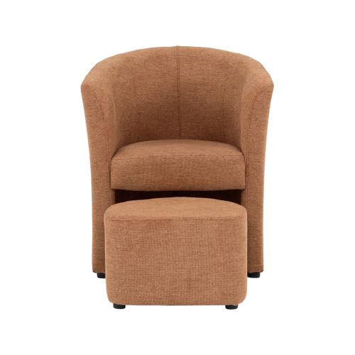 Fauteuil cabriolet et pouf CLAYTON II tissu guilty rouille