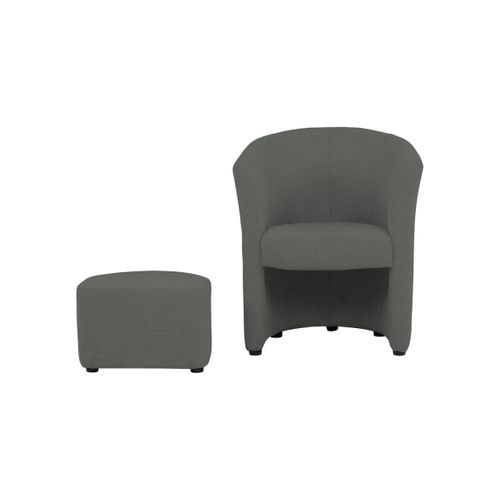 Fauteuil cabriolet et pouf CLAYTON II tissu guilty anthracite