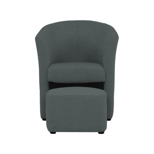 Fauteuil cabriolet et pouf CLAYTON II tissu guilty anthracite
