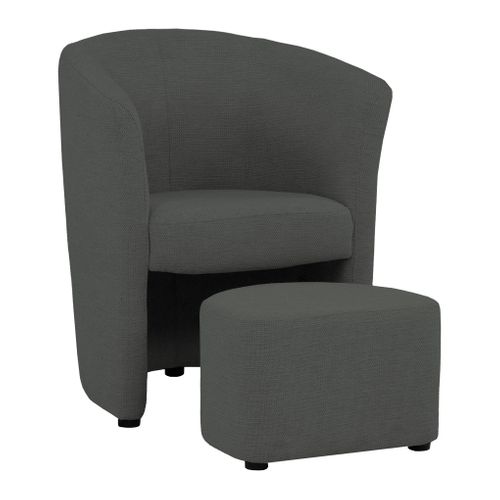 Fauteuil cabriolet et pouf CLAYTON II tissu guilty anthracite