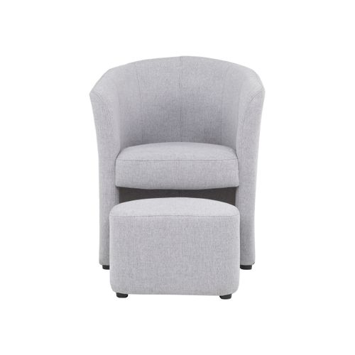 Fauteuil cabriolet et pouf CLAYTON II tissu neve gris clair