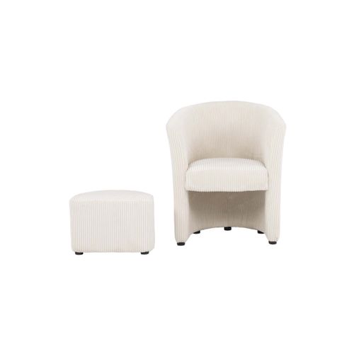 Fauteuil cabriolet et pouf CLAYTON II tissu lincoln beige