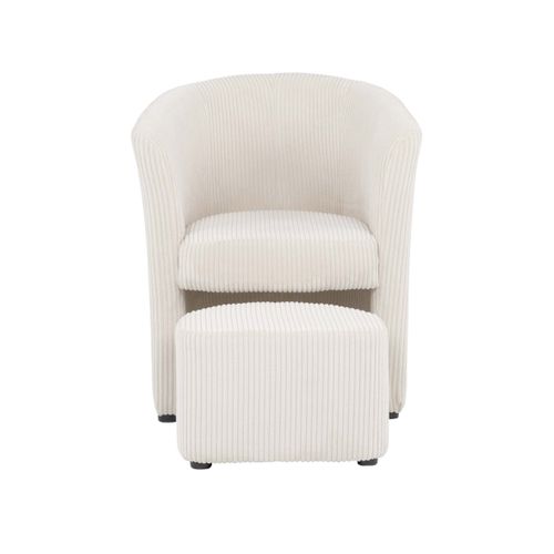 Fauteuil cabriolet et pouf CLAYTON II tissu lincoln beige
