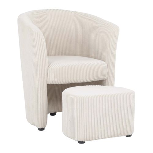 Fauteuil cabriolet et pouf CLAYTON II tissu lincoln beige