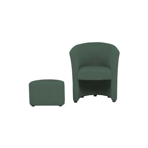 Fauteuil cabriolet et pouf CLAYTON II tissu lincoln vert