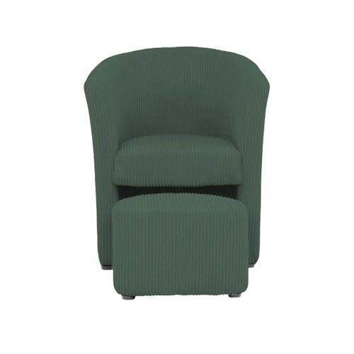 Fauteuil cabriolet et pouf CLAYTON II tissu lincoln vert