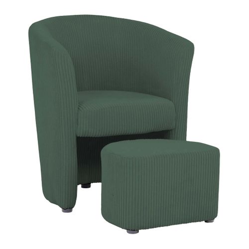 Fauteuil cabriolet et pouf CLAYTON II tissu lincoln vert